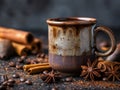 Cozy Coffee Cup with Spices on a Rustic Table