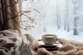 Cozy Coffee cup winter bed couple. Generate Ai Royalty Free Stock Photo