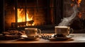 cozy coffee fireplace