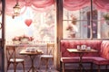 Cozy Coffee Shop Corner Valentine Day background