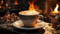 A cozy coffee shop, winter warmth, hot chocolate love generated by AI