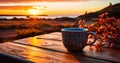 Cozy Coffee Time Sunrise Mug on Table