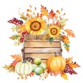 Cozy and Colorful Hello Fall Watercolor Clipart