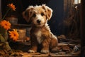 Cozy Companions: A Charming Scene of Petite Pups on a Rustic Aut