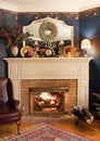 Cozy Corner Fireplace, HDR Royalty Free Stock Photo