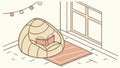 Cozy Corner Read: Beanbag Chair by a Bright Window with a Book, vector design Generative AI Royalty Free Stock Photo
