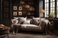 Cozy corners comfortable sofa bed with an open book Royalty Free Stock Photo