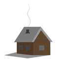 Cozy country dwelling. Vector illustration. House. Smoke billows from the chimney. Isolated white background. Holiday cottage.