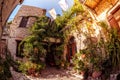 Cozy courtyard in Lefkara (Pano Lefkara) village. Limassol District, Cyprus