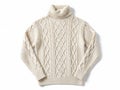A cozy cream-colored cable knit sweater with a turtleneck and long sleeves Royalty Free Stock Photo