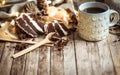 A cozy Cup of tea and piece of cake Royalty Free Stock Photo