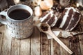 A cozy Cup of tea and piece of cake Royalty Free Stock Photo