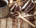 A cozy Cup of tea and piece of cake Royalty Free Stock Photo