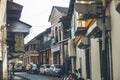 Cozy cute little street in the center of Panaji city in the Asia