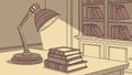 Cozy Desk Nook with Reading Lamp & Books, vector design Generative AI Royalty Free Stock Photo