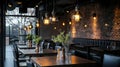 Cozy dining experience chic restaurant interior design urban setting inviting atmosphere modern aesthetic Royalty Free Stock Photo