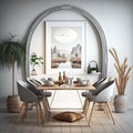 Cozy Dining Room Interior with the Perfect Frame. Generative AI