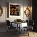 Cozy Dining Room Interior with the Perfect Frame. Generative AI