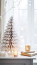 Cozy DIY Christmas decor made from paper Christmas tree. Christmas zero waste, vertical format