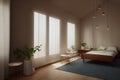Cozy Earth Tone Bedroom Interior with Mid Century Furniture