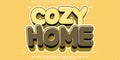 Cozy editable text effect, customizable home and retro 3d font style Royalty Free Stock Photo