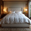 Cozy elegance comfortable bedroom with organized white bed and lamps