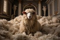 Cozy Elegance: Woolly Sheep\'s Haven Inside. Generative AI