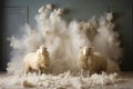 Cozy Elegance: Woolly Sheep\'s Haven Inside. Generative AI