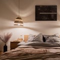 Cozy bedroom with warm light Royalty Free Stock Photo