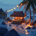 Cozy evening beach with luxury bar Royalty Free Stock Photo