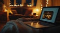 Cozy Evening View of Laptop with Online Store Display Royalty Free Stock Photo
