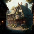 Cozy fairytale town in fantasy style