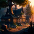 Cozy fairytale town in fantasy style