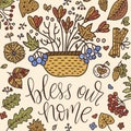 Cozy fall vector illustration. Autumn vector lettering card. Royalty Free Stock Photo