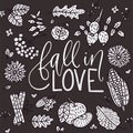 Cozy fall vector illustration. Autumn vector lettering card. Royalty Free Stock Photo