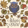 Cozy fall vector illustration. Autumn vector lettering card. Royalty Free Stock Photo