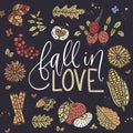 Cozy fall vector illustration. Autumn vector lettering card. Royalty Free Stock Photo