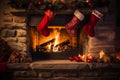 Cozy Fireplace: A Festive Holiday Haven Royalty Free Stock Photo