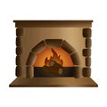 Cozy Fireplace with firewood illustration isolated Clipart