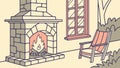 Cozy Fireplace Interior, Warm Home, Rustic Charm, vector design Generative AI Royalty Free Stock Photo
