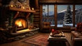 cozy fireplace lodge Royalty Free Stock Photo