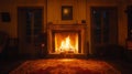 Cozy fireplace radiates a warm and inviting glow into the serene darkness of the night