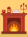 Cozy fireplace on room