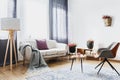 Cozy flat interior with sofa Royalty Free Stock Photo