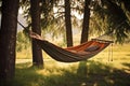 a cozy hammock hung between two trees Royalty Free Stock Photo