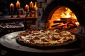 Cozy Hearthside Pizza Feast Royalty Free Stock Photo