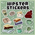 Cozy hipster stickers set. Collection of trendy labels