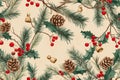Cozy Holiday Evergreen Pattern Royalty Free Stock Photo