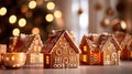 Cozy Holiday Gingerbread House with Christmas Decor and Neon Lights. Festive Living Room Ambience Royalty Free Stock Photo