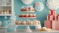 A cozy home bakery display with cookies, cupcakes, and decorative gift Royalty Free Stock Photo